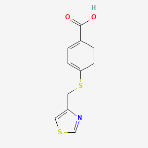 molecular formula C11H9NO2S2 B2660378 4-[(1,3-Thiazol-4-ylmethyl)sulfanyl]benzoic acid CAS No. 930395-78-1