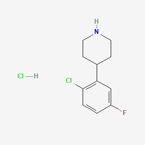 molecular formula C11H14Cl2FN B2660380 4-(2-Chloro-5-fluorophenyl)piperidine Hydrochloride CAS No. 1821329-21-8