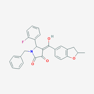 molecular formula C27H22FNO4 B266039 1-benzyl-5-(2-fluorophenyl)-3-hydroxy-4-[(2-methyl-2,3-dihydro-1-benzofuran-5-yl)carbonyl]-1,5-dihydro-2H-pyrrol-2-one 