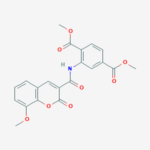 molecular formula C21H17NO8 B2660393 1,4-dimethyl 2-(8-methoxy-2-oxo-2H-chromene-3-amido)benzene-1,4-dicarboxylate CAS No. 317327-58-5