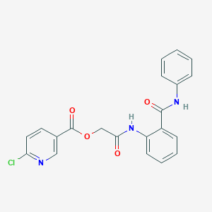 molecular formula C21H16ClN3O4 B2660396 [2-Oxo-2-[2-(phenylcarbamoyl)anilino]ethyl] 6-chloropyridine-3-carboxylate CAS No. 877241-22-0