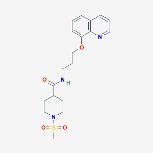 molecular formula C19H25N3O4S B2660397 1-(methylsulfonyl)-N-(3-(quinolin-8-yloxy)propyl)piperidine-4-carboxamide CAS No. 1207055-50-2