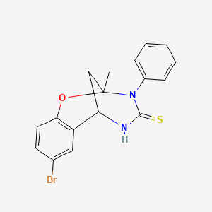 molecular formula C17H15BrN2OS B2660406 8-bromo-2-methyl-3-phenyl-2,3,5,6-tetrahydro-4H-2,6-methano-1,3,5-benzoxadiazocine-4-thione CAS No. 1170009-49-0