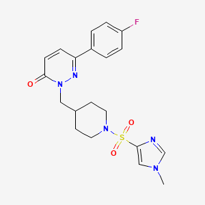 molecular formula C20H22FN5O3S B2660415 6-(4-fluorophenyl)-2-({1-[(1-methyl-1H-imidazol-4-yl)sulfonyl]piperidin-4-yl}methyl)-2,3-dihydropyridazin-3-one CAS No. 2097900-10-0