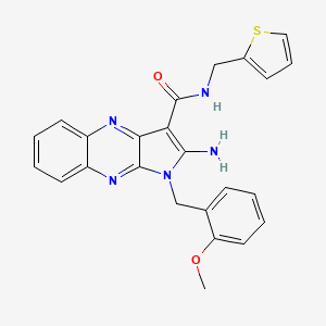 molecular formula C24H21N5O2S B2660467 2-amino-1-(2-methoxybenzyl)-N-(thiophen-2-ylmethyl)-1H-pyrrolo[2,3-b]quinoxaline-3-carboxamide CAS No. 840499-65-2