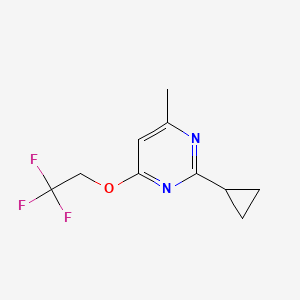 molecular formula C10H11F3N2O B2660470 2-Cyclopropyl-4-methyl-6-(2,2,2-trifluoroethoxy)pyrimidine CAS No. 2197992-24-6