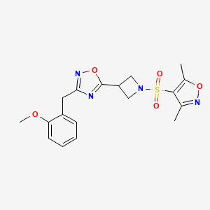 molecular formula C18H20N4O5S B2660488 5-(1-((3,5-Dimethylisoxazol-4-yl)sulfonyl)azetidin-3-yl)-3-(2-methoxybenzyl)-1,2,4-oxadiazole CAS No. 1396855-10-9