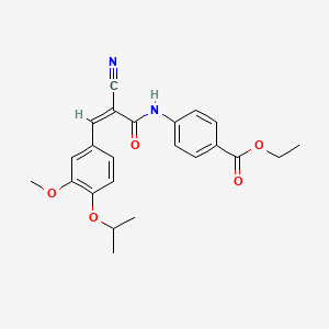 molecular formula C23H24N2O5 B2660499 Ethyl 4-[[(Z)-2-cyano-3-(3-methoxy-4-propan-2-yloxyphenyl)prop-2-enoyl]amino]benzoate CAS No. 380424-42-0