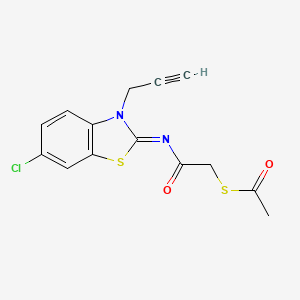 molecular formula C14H11ClN2O2S2 B2660500 S-[2-[(6-chloro-3-prop-2-ynyl-1,3-benzothiazol-2-ylidene)amino]-2-oxoethyl] ethanethioate CAS No. 905681-76-7