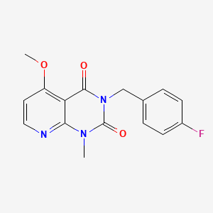 molecular formula C16H14FN3O3 B2660506 3-(4-Fluorobenzyl)-5-methoxy-1-methyl-pyrido[2,3-d]pyrimidine-2,4-quinone CAS No. 941942-45-6