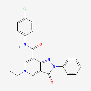 molecular formula C21H17ClN4O2 B2660507 N-(4-chlorophenyl)-5-ethyl-3-oxo-2-phenyl-3,5-dihydro-2H-pyrazolo[4,3-c]pyridine-7-carboxamide CAS No. 923150-27-0