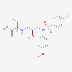 molecular formula C20H25ClN2O6S B2660516 2-((3-(4-chloro-N-(4-methoxyphenyl)phenylsulfonamido)-2-hydroxypropyl)amino)butanoic acid CAS No. 1214114-31-4