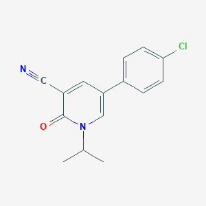 molecular formula C15H13ClN2O B2660520 5-(4-Chlorophenyl)-1-isopropyl-2-oxo-1,2-dihydro-3-pyridinecarbonitrile CAS No. 338423-60-2