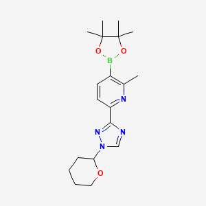 molecular formula C19H27BN4O3 B2660521 2-methyl-6-(1-(tetrahydro-2H-pyran-2-yl)-1H-1,2,4-triazol-3-yl)-3-(4,4,5,5-tetramethyl-1,3,2-dioxaborolan-2-yl)pyridine CAS No. 1801602-33-4