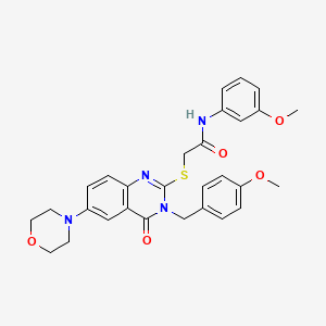 molecular formula C29H30N4O5S B2660522 N-(3-methoxyphenyl)-2-[3-[(4-methoxyphenyl)methyl]-6-morpholin-4-yl-4-oxoquinazolin-2-yl]sulfanylacetamide CAS No. 689771-53-7