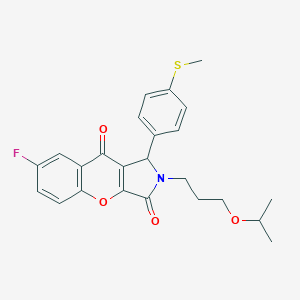 molecular formula C24H24FNO4S B266053 7-Fluoro-2-(3-isopropoxypropyl)-1-[4-(methylsulfanyl)phenyl]-1,2-dihydrochromeno[2,3-c]pyrrole-3,9-dione 