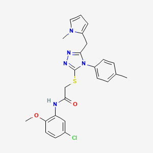 molecular formula C24H24ClN5O2S B2660530 N-(5-chloro-2-methoxyphenyl)-2-((5-((1-methyl-1H-pyrrol-2-yl)methyl)-4-(p-tolyl)-4H-1,2,4-triazol-3-yl)thio)acetamide CAS No. 847391-26-8