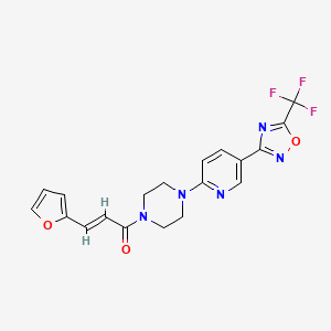 molecular formula C19H16F3N5O3 B2660561 (E)-3-(furan-2-yl)-1-(4-(5-(5-(trifluoromethyl)-1,2,4-oxadiazol-3-yl)pyridin-2-yl)piperazin-1-yl)prop-2-en-1-one CAS No. 1421587-52-1