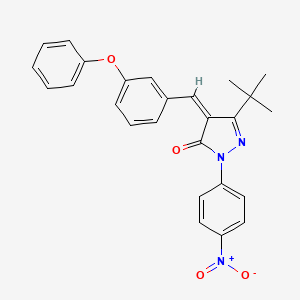 molecular formula C26H23N3O4 B2660562 (4Z)-5-tert-butyl-2-(4-nitrophenyl)-4-[(3-phenoxyphenyl)methylidene]pyrazol-3-one CAS No. 1024763-78-7