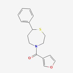 molecular formula C16H17NO2S B2660564 Furan-3-yl(7-phenyl-1,4-thiazepan-4-yl)methanone CAS No. 1797737-78-0