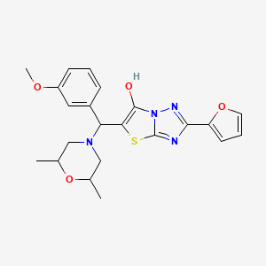 molecular formula C22H24N4O4S B2660567 5-((2,6-Dimethylmorpholino)(3-methoxyphenyl)methyl)-2-(furan-2-yl)thiazolo[3,2-b][1,2,4]triazol-6-ol CAS No. 1052557-35-3