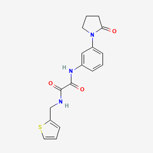molecular formula C17H17N3O3S B2660569 N1-(3-(2-oxopyrrolidin-1-yl)phenyl)-N2-(thiophen-2-ylmethyl)oxalamide CAS No. 941934-73-2