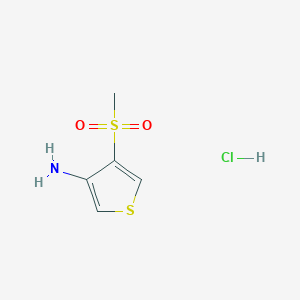 molecular formula C5H8ClNO2S2 B2660575 4-Methylsulfonylthiophen-3-amine;hydrochloride CAS No. 2567497-00-9