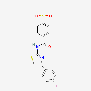 molecular formula C17H13FN2O3S2 B2660577 N-(4-(4-fluorophenyl)thiazol-2-yl)-4-(methylsulfonyl)benzamide CAS No. 896340-06-0