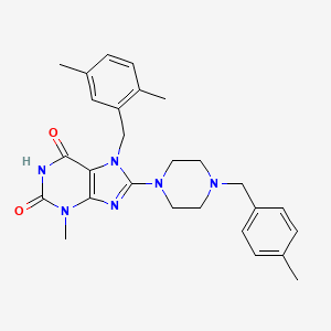 B2660581 7-(2,5-dimethylbenzyl)-3-methyl-8-(4-(4-methylbenzyl)piperazin-1-yl)-1H-purine-2,6(3H,7H)-dione CAS No. 886908-93-6