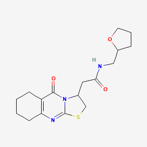 molecular formula C17H23N3O3S B2660585 2-(5-氧代-3,5,6,7,8,9-六氢-2H-噻唑并[2,3-b]喹唑啉-3-基)-N-((四氢呋喃-2-基)甲基)乙酰胺 CAS No. 1209545-38-9