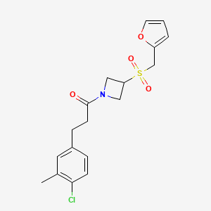 molecular formula C18H20ClNO4S B2660587 3-(4-Chloro-3-methylphenyl)-1-(3-((furan-2-ylmethyl)sulfonyl)azetidin-1-yl)propan-1-one CAS No. 1797344-01-4