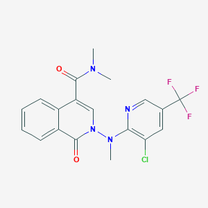 molecular formula C19H16ClF3N4O2 B2660588 2-[[3-chloro-5-(trifluoromethyl)-2-pyridinyl](methyl)amino]-N,N-dimethyl-1-oxo-1,2-dihydro-4-isoquinolinecarboxamide CAS No. 339106-91-1