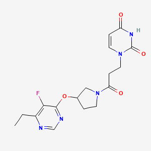 molecular formula C17H20FN5O4 B2660594 1-(3-(3-((6-ethyl-5-fluoropyrimidin-4-yl)oxy)pyrrolidin-1-yl)-3-oxopropyl)pyrimidine-2,4(1H,3H)-dione CAS No. 2034328-37-3