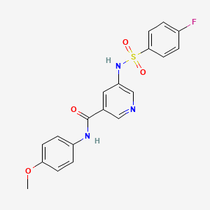 molecular formula C19H16FN3O4S B2660606 5-(4-fluorophenylsulfonamido)-N-(4-methoxyphenyl)nicotinamide CAS No. 878059-98-4