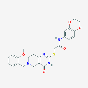 molecular formula C25H26N4O5S B2660613 N-(2,3-dihydro-1,4-benzodioxin-6-yl)-2-{[6-(2-methoxybenzyl)-4-oxo-3,4,5,6,7,8-hexahydropyrido[4,3-d]pyrimidin-2-yl]sulfanyl}acetamide CAS No. 1111136-75-4