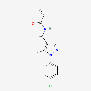 molecular formula C15H16ClN3O B2660614 N-[1-[1-(4-Chlorophenyl)-5-methylpyrazol-4-yl]ethyl]prop-2-enamide CAS No. 2305456-19-1