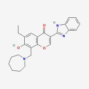 molecular formula C25H27N3O3 B2660617 8-(azepan-1-ylmethyl)-3-(1H-benzo[d]imidazol-2-yl)-6-ethyl-7-hydroxy-4H-chromen-4-one CAS No. 796877-26-4