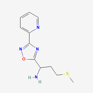 3-(Methylsulfanyl)-1-[3-(pyridin-2-yl)-1,2,4-oxadiazol-5-yl]propan-1-amine
