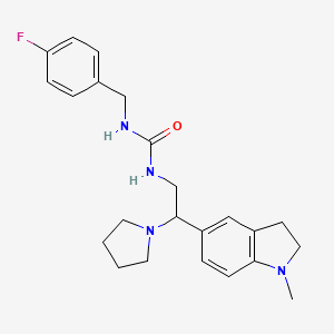 molecular formula C23H29FN4O B2660622 1-(4-Fluorobenzyl)-3-(2-(1-methylindolin-5-yl)-2-(pyrrolidin-1-yl)ethyl)urea CAS No. 1171786-55-2
