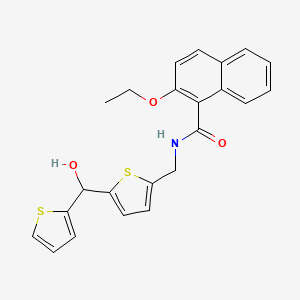 molecular formula C23H21NO3S2 B2660624 2-ethoxy-N-((5-(hydroxy(thiophen-2-yl)methyl)thiophen-2-yl)methyl)-1-naphthamide CAS No. 1421443-02-8