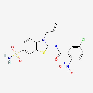 molecular formula C17H13ClN4O5S2 B2660626 (Z)-N-(3-allyl-6-sulfamoylbenzo[d]thiazol-2(3H)-ylidene)-5-chloro-2-nitrobenzamide CAS No. 865176-51-8