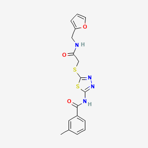molecular formula C17H16N4O3S2 B2660627 N-[5-[2-(furan-2-ylmethylamino)-2-oxoethyl]sulfanyl-1,3,4-thiadiazol-2-yl]-3-methylbenzamide CAS No. 893154-80-8