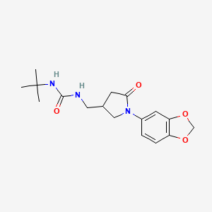 molecular formula C17H23N3O4 B2660629 1-((1-(Benzo[d][1,3]dioxol-5-yl)-5-oxopyrrolidin-3-yl)methyl)-3-(tert-butyl)urea CAS No. 954588-99-9