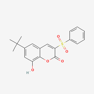 molecular formula C19H18O5S B2660633 3-(Benzenesulfonyl)-6-tert-butyl-8-hydroxychromen-2-one CAS No. 902506-98-3