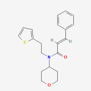 molecular formula C20H23NO2S B2660636 N-(tetrahydro-2H-pyran-4-yl)-N-(2-(thiophen-2-yl)ethyl)cinnamamide CAS No. 1799272-12-0