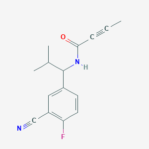 molecular formula C15H15FN2O B2660639 N-[1-(3-Cyano-4-fluorophenyl)-2-methylpropyl]but-2-ynamide CAS No. 2411279-61-1
