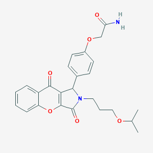 molecular formula C25H26N2O6 B266064 2-{4-[2-(3-Isopropoxypropyl)-3,9-dioxo-1,2,3,9-tetrahydrochromeno[2,3-c]pyrrol-1-yl]phenoxy}acetamide 
