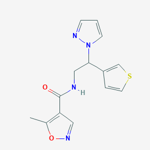 molecular formula C14H14N4O2S B2660642 N-(2-(1H-pyrazol-1-yl)-2-(thiophen-3-yl)ethyl)-5-methylisoxazole-4-carboxamide CAS No. 2034340-87-7