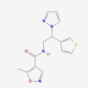 molecular formula C14H14N4O2S B2660642 5-methyl-N-[2-(1H-pyrazol-1-yl)-2-(thiophen-3-yl)ethyl]-1,2-oxazole-4-carboxamide CAS No. 2034340-87-7