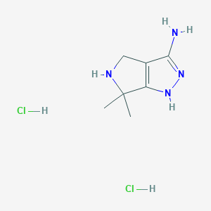 molecular formula C7H14Cl2N4 B2660659 6,6-Dimethyl-4,5-dihydro-1H-pyrrolo[3,4-c]pyrazol-3-amine;dihydrochloride CAS No. 2225154-22-1